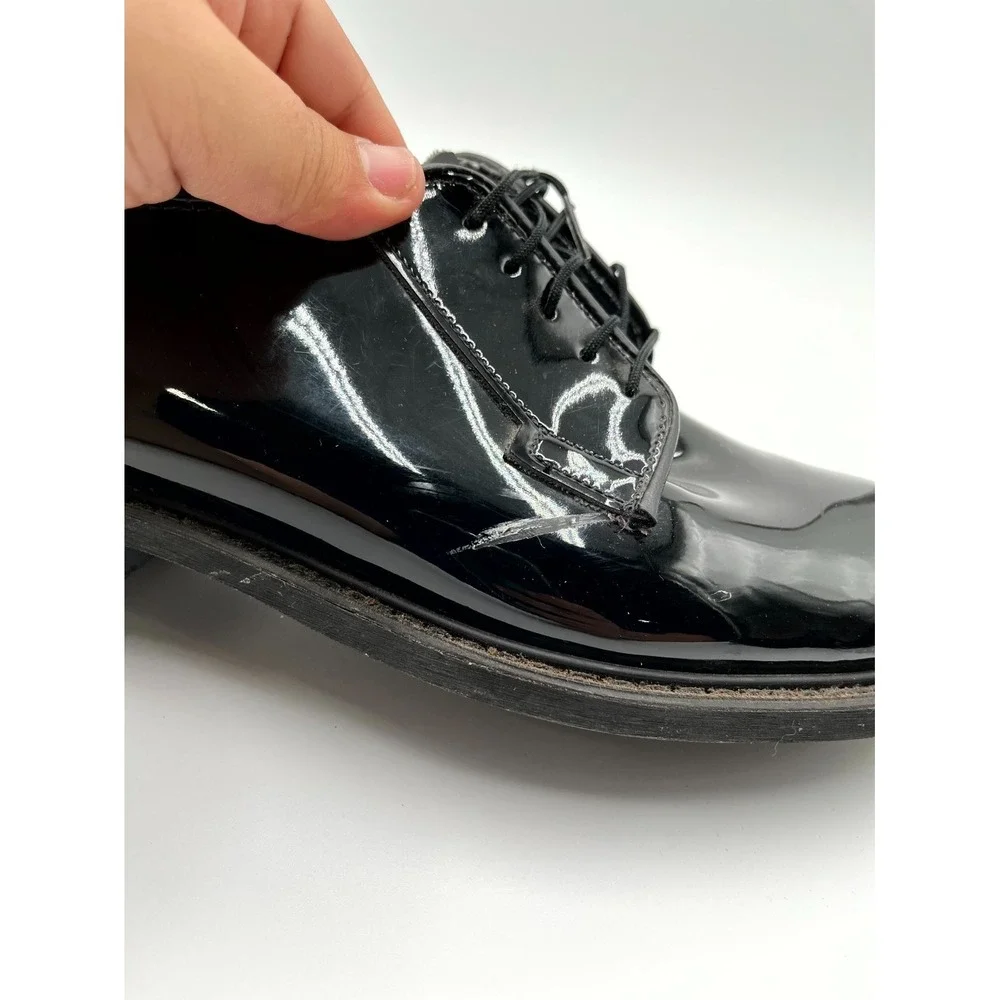 Altama 00941C Men's 9.5E‎ Dress Shoes Black Patent Leather Round Lace Up Oxfords